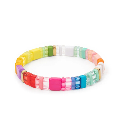 2023 Trendy 2x8 mm priehľadné akrylové korálkové náramky pre ženy ručne vyrobené boho farebné prívesky elastické náramky šperky priateľstva