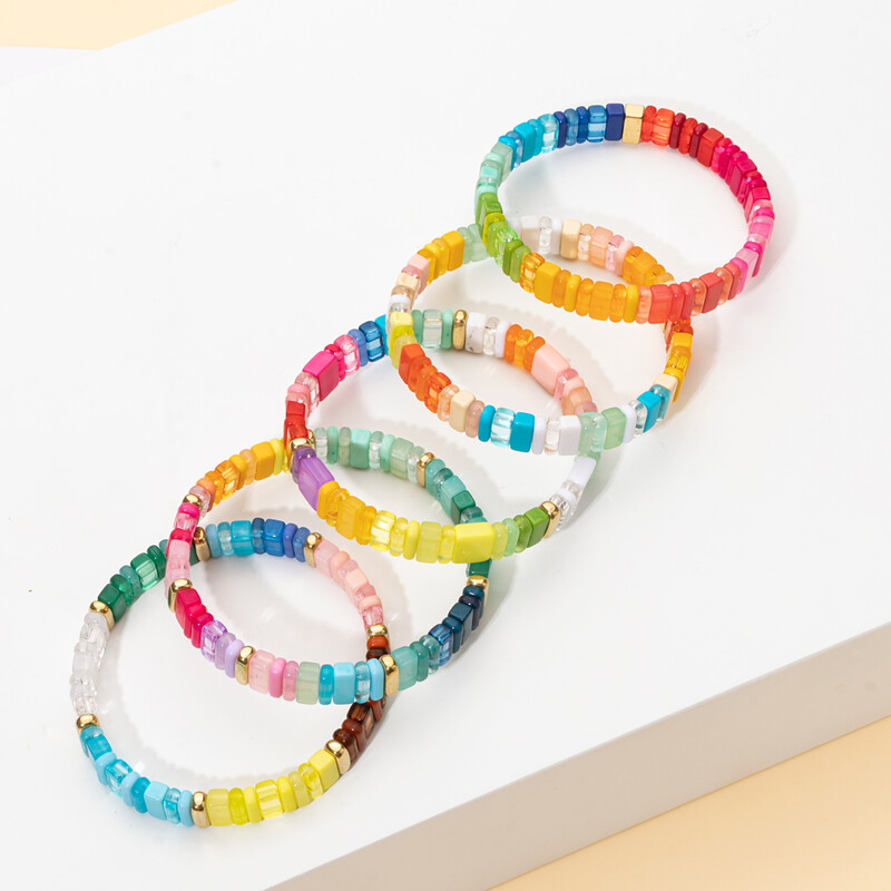 2023 Trendy 2x8 mm priehľadné akrylové korálkové náramky pre ženy ručne vyrobené boho farebné prívesky elastické náramky šperky priateľstva