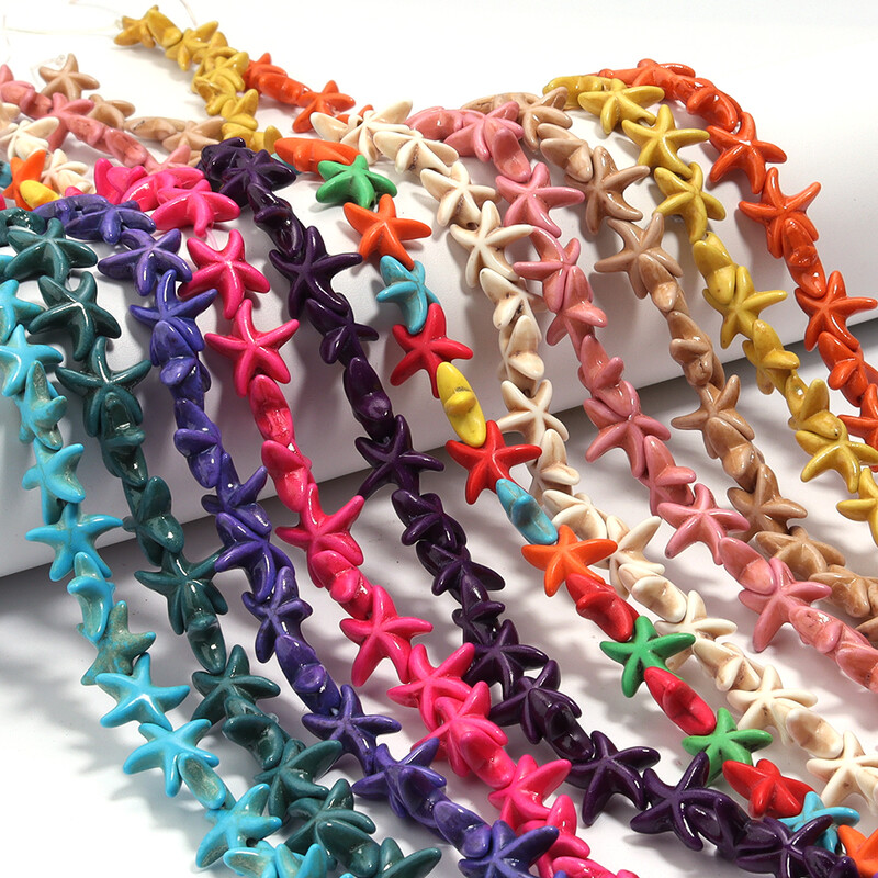 1 șuviță 14x14mm stea de mare turcoaz margele din piatră naturală margele libere pentru realizarea de bijuterii bricolaj brățări colier accesorii