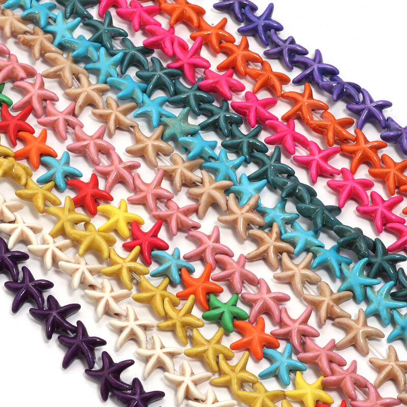 1 șuviță 14x14mm stea de mare turcoaz margele din piatră naturală margele libere pentru realizarea de bijuterii bricolaj brățări colier accesorii