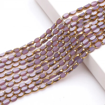 50 buc Boabe de orez margele de cristal austriac placate de culoare aurie margele de sticla ovale margele distantare libere pentru realizarea de bijuterii bratara DIY