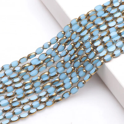 50 buc Boabe de orez margele de cristal austriac placate de culoare aurie margele de sticla ovale margele distantare libere pentru realizarea de bijuterii bratara DIY