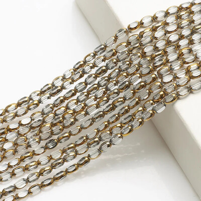 50 buc Boabe de orez margele de cristal austriac placate de culoare aurie margele de sticla ovale margele distantare libere pentru realizarea de bijuterii bratara DIY