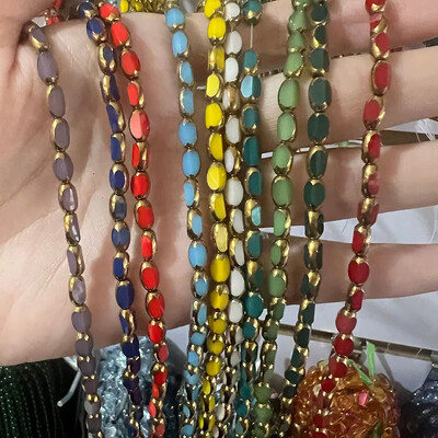 50 buc Boabe de orez margele de cristal austriac placate de culoare aurie margele de sticla ovale margele distantare libere pentru realizarea de bijuterii bratara DIY