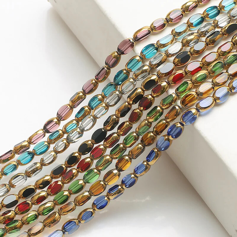 50 buc Boabe de orez margele de cristal austriac placate de culoare aurie margele de sticla ovale margele distantare libere pentru realizarea de bijuterii bratara DIY