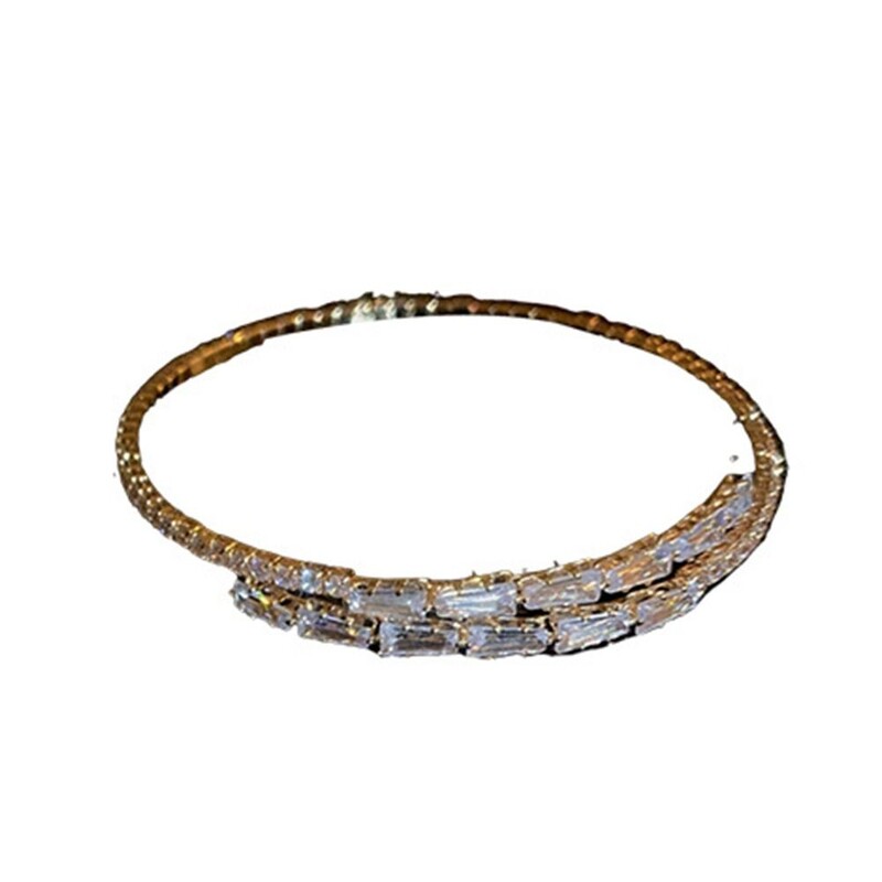 Koreai, kifinomult geometriai kerek nyíló karkötő édes, elegáns teljes strasszköves egyszerű karkötő női ékszer kiegészítők