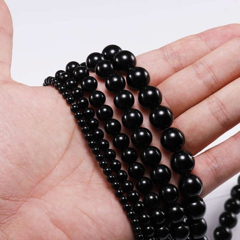 1 șuviță/lot 4 6 8 10 12 mm piatră naturală netedă strălucire mărgele de sticlă neagră distanțier liber brățară margele furnizor pentru realizarea de bijuterii