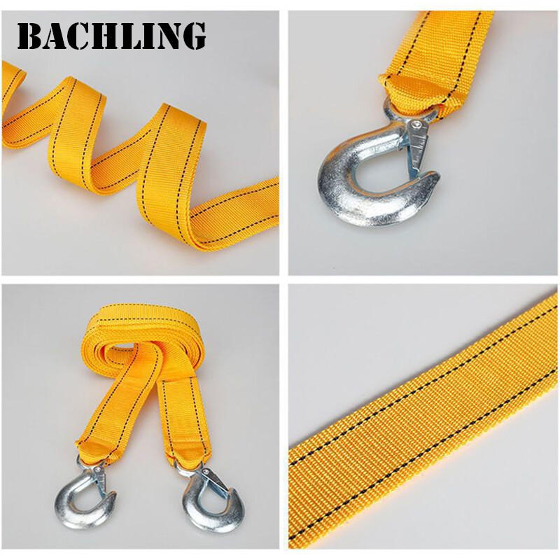 3M nagy teherbírású, 3 tonnás autó vontatókábel vontatókötél heveder horgokkal Hordozható önvezető turisztikai nagy teherbírású mentőkötél