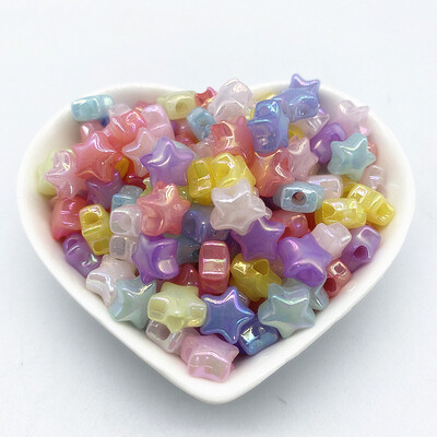 Új 50db 10mm akril színű Ötágú csillag laza gyöngyök gyerekeknek kézzel készített barkács karkötő nyaklánc gyöngyös ékszer kiegészítők