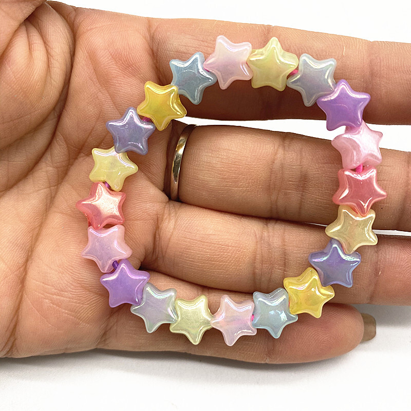 Új 50db 10mm akril színű Ötágú csillag laza gyöngyök gyerekeknek kézzel készített barkács karkötő nyaklánc gyöngyös ékszer kiegészítők