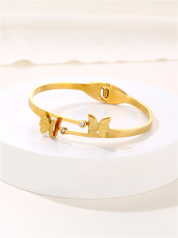 Mandzsetta karkötő női rozsdamentes acél ékszer kiegészítők divat pillangó karkötő készlet