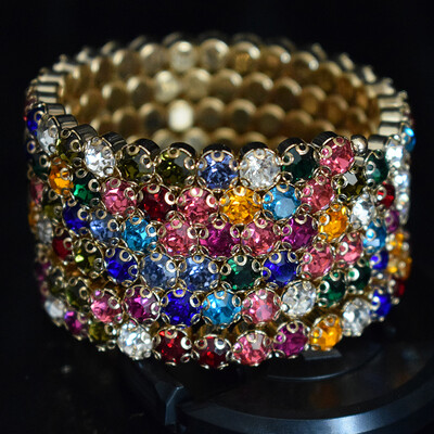 grezna vairāku rindu kristāla regulējama rokassprādze sievietēm zelta sudraba krāsā kāzu rokassprādzes un rokassprādzes rotaslietas dāvanaF