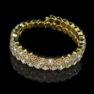 grezna vairāku rindu kristāla regulējama rokassprādze sievietēm zelta sudraba krāsā kāzu rokassprādzes un rokassprādzes rotaslietas dāvanaF