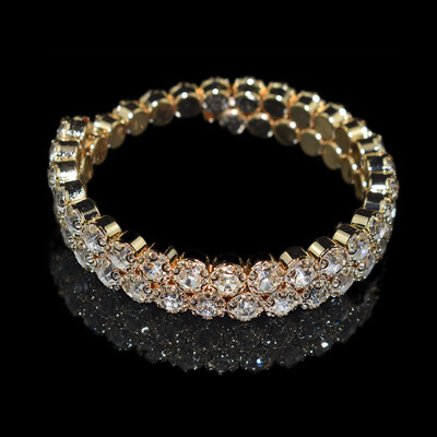 grezna vairāku rindu kristāla regulējama rokassprādze sievietēm zelta sudraba krāsā kāzu rokassprādzes un rokassprādzes rotaslietas dāvanaF