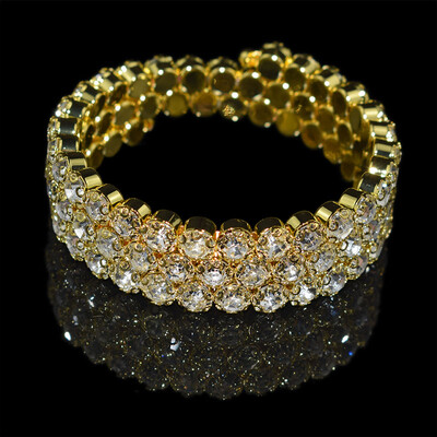 grezna vairāku rindu kristāla regulējama rokassprādze sievietēm zelta sudraba krāsā kāzu rokassprādzes un rokassprādzes rotaslietas dāvanaF