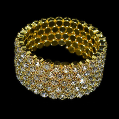 grezna vairāku rindu kristāla regulējama rokassprādze sievietēm zelta sudraba krāsā kāzu rokassprādzes un rokassprādzes rotaslietas dāvanaF