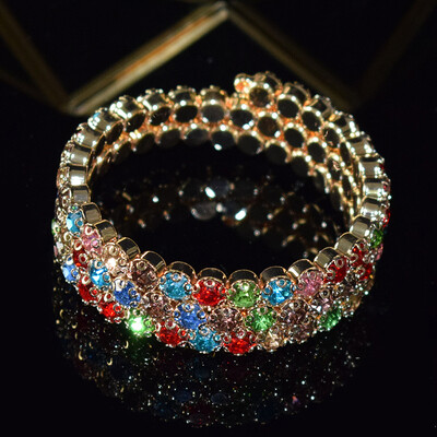 grezna vairāku rindu kristāla regulējama rokassprādze sievietēm zelta sudraba krāsā kāzu rokassprādzes un rokassprādzes rotaslietas dāvanaF