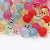 20-100db 8/10/12MM Kerek akril mosolygó gyöngyök Színes laza távtartó gyöngyök ékszerekhez karkötő készítés kézzel készített barkács kiegészítők