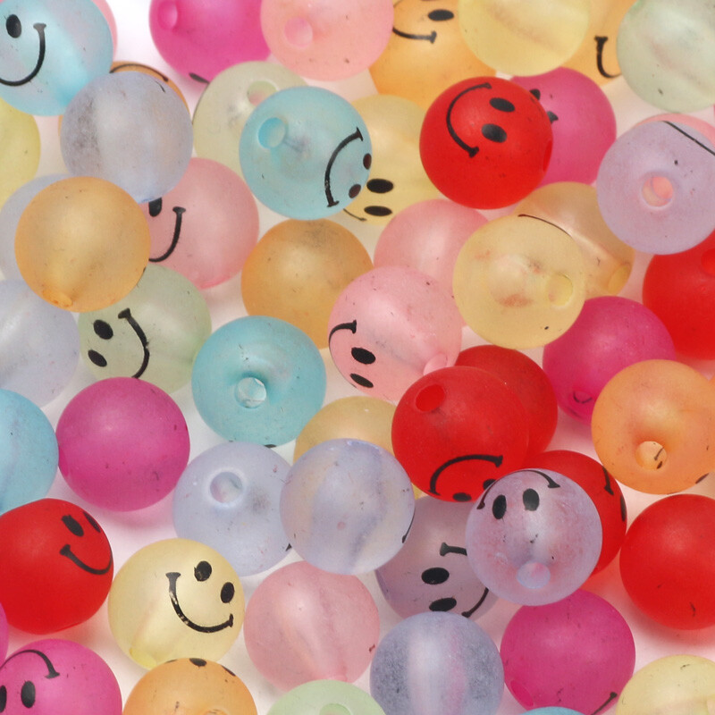 20-100db 8/10/12MM Kerek akril mosolygó gyöngyök Színes laza távtartó gyöngyök ékszerekhez karkötő készítés kézzel készített barkács kiegészítők