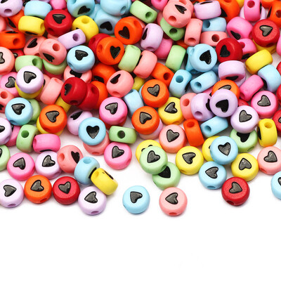 Arany színű szív akril kerek gyöngyök 4x7mm fehér betűs távtartó gyöngyök ékszerkészítéshez barkácsolás nyaklánc karkötő kiegészítők