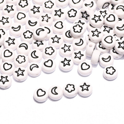 Arany színű szív akril kerek gyöngyök 4x7mm fehér betűs távtartó gyöngyök ékszerkészítéshez barkácsolás nyaklánc karkötő kiegészítők