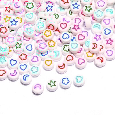 Arany színű szív akril kerek gyöngyök 4x7mm fehér betűs távtartó gyöngyök ékszerkészítéshez barkácsolás nyaklánc karkötő kiegészítők