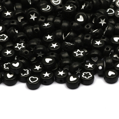 Arany színű szív akril kerek gyöngyök 4x7mm fehér betűs távtartó gyöngyök ékszerkészítéshez barkácsolás nyaklánc karkötő kiegészítők