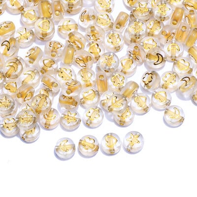 Arany színű szív akril kerek gyöngyök 4x7mm fehér betűs távtartó gyöngyök ékszerkészítéshez barkácsolás nyaklánc karkötő kiegészítők