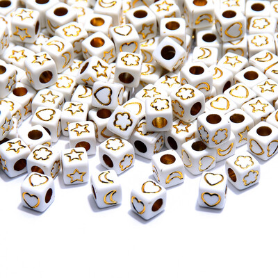 Arany színű szív akril kerek gyöngyök 4x7mm fehér betűs távtartó gyöngyök ékszerkészítéshez barkácsolás nyaklánc karkötő kiegészítők