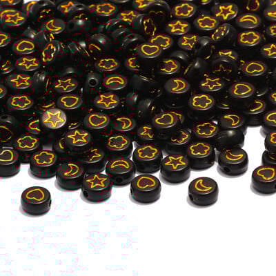 Arany színű szív akril kerek gyöngyök 4x7mm fehér betűs távtartó gyöngyök ékszerkészítéshez barkácsolás nyaklánc karkötő kiegészítők