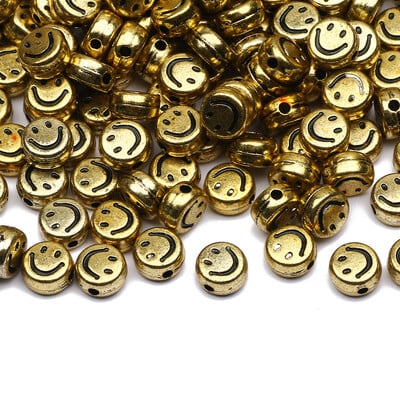 Arany színű szív akril kerek gyöngyök 4x7mm fehér betűs távtartó gyöngyök ékszerkészítéshez barkácsolás nyaklánc karkötő kiegészítők