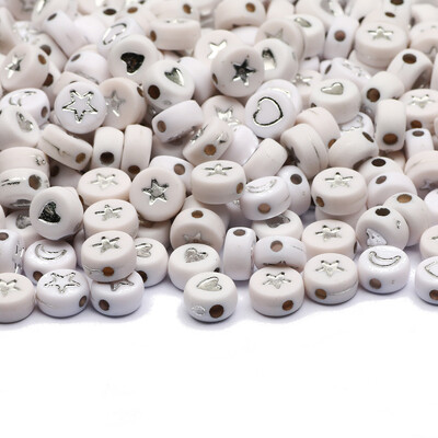 Arany színű szív akril kerek gyöngyök 4x7mm fehér betűs távtartó gyöngyök ékszerkészítéshez barkácsolás nyaklánc karkötő kiegészítők