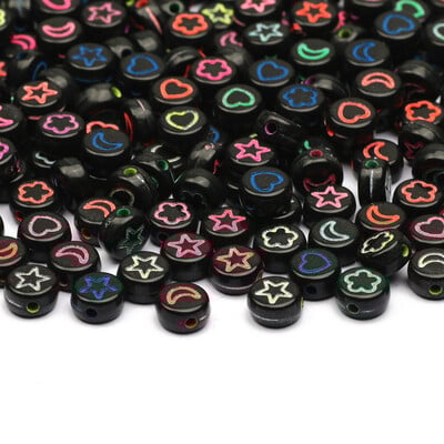 Arany színű szív akril kerek gyöngyök 4x7mm fehér betűs távtartó gyöngyök ékszerkészítéshez barkácsolás nyaklánc karkötő kiegészítők