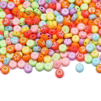 Arany színű szív akril kerek gyöngyök 4x7mm fehér betűs távtartó gyöngyök ékszerkészítéshez barkácsolás nyaklánc karkötő kiegészítők