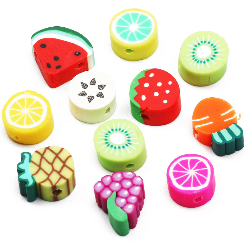 20/50/100 buc margele din argilă polimerică cu fructe, ananas, piersici, pepene verde, avocado, margele distanțiere pentru fabricarea de bijuterii, brățări colier