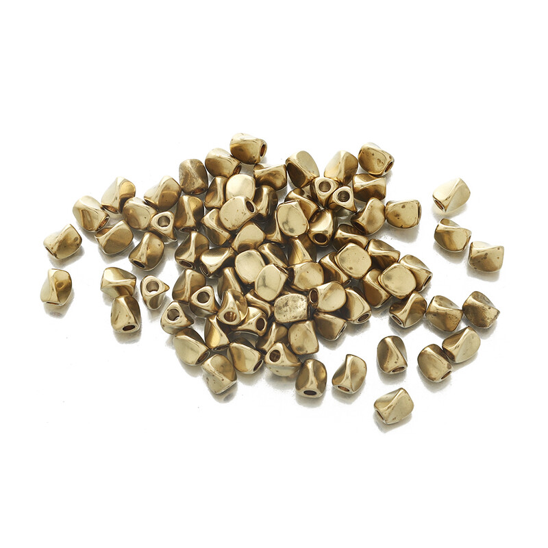 50 vnt žaliavinio žalvario netaisyklingi palaidi karoliukai, susukti stumdomi tarpiklio karoliukai, skirti pasidaryk pats karoliai Apyrankės rankų darbo papuošalų kūrimo priedai