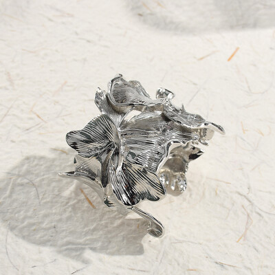 Perdėtas vintažinis metalinis tuščiaviduriai lapai atviri apyrankės moterims skirtos hiphopo pankroko papuošalų vakarėlio aksesuaras