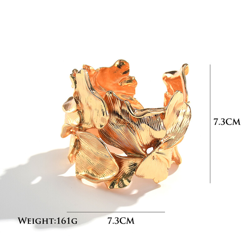 Perdėtas vintažinis metalinis tuščiaviduriai lapai atviri apyrankės moterims skirtos hiphopo pankroko papuošalų vakarėlio aksesuaras