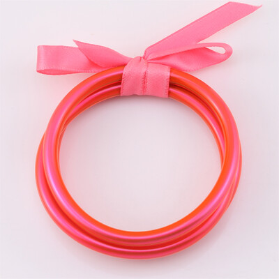 CARTER LISA 3 db/szett Buddhist Temple Rush karkötő Barátság Bowknot PVC szilikon zselé minden időjárási karkötő női ékszer