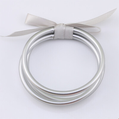 CARTER LISA 3 db/szett Buddhist Temple Rush karkötő Barátság Bowknot PVC szilikon zselé minden időjárási karkötő női ékszer