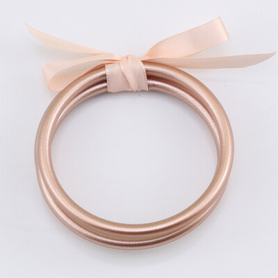 CARTER LISA 3 db/szett Buddhist Temple Rush karkötő Barátság Bowknot PVC szilikon zselé minden időjárási karkötő női ékszer