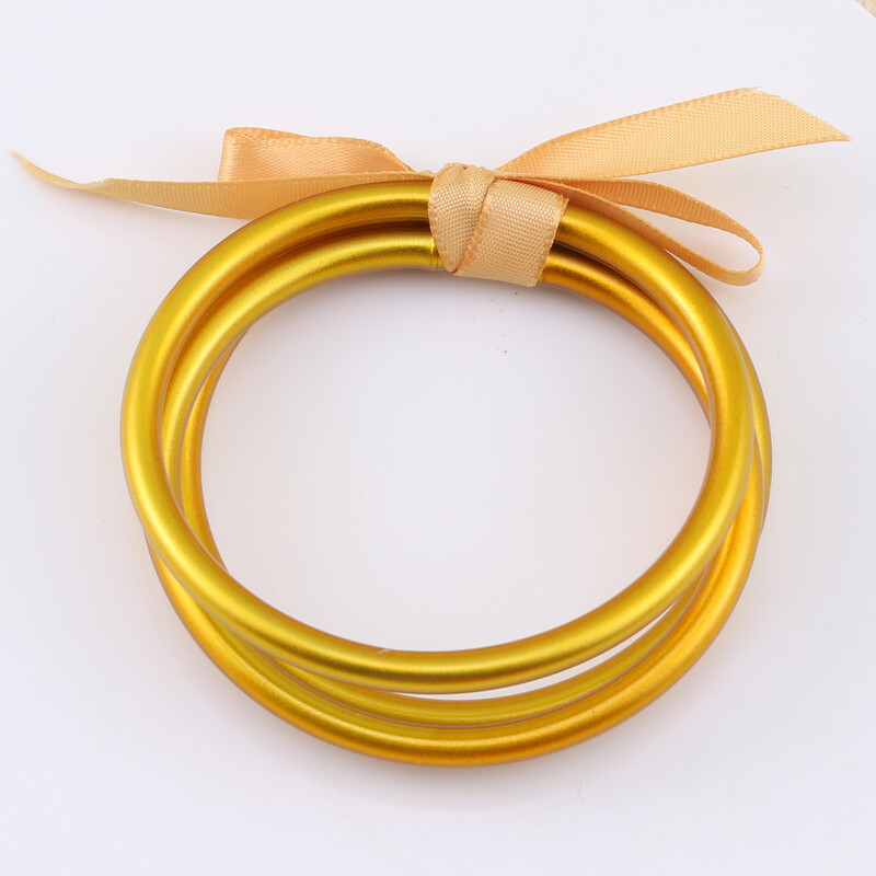 CARTER LISA 3 db/szett Buddhist Temple Rush karkötő Barátság Bowknot PVC szilikon zselé minden időjárási karkötő női ékszer