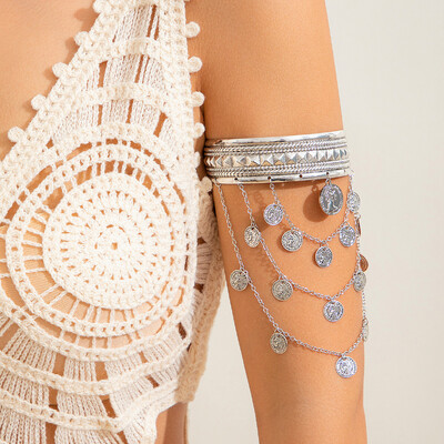 Új divatos arany fém érmelevél lánc bojt felkar karkötők mandzsetta karkötő karkötő karszalag férfi női ékszer kiegészítők