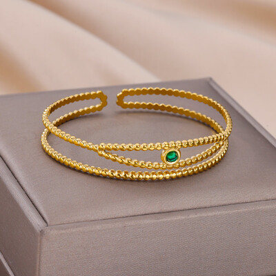 Kötött rozsdamentes acél karkötő nőknek Arany színű mandzsetta karkötők karkötők női 2024 Divatos vintage ékszerek kiegészítők ajándékok