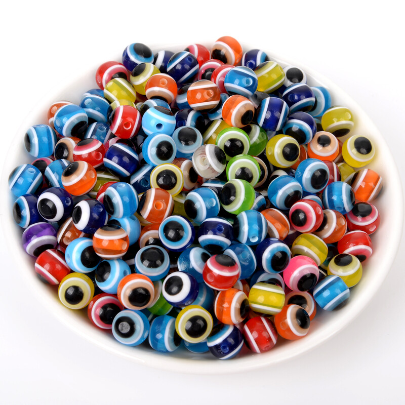 50/100db 6/8/10mm gyanta távtartó gyöngyök átlátszó kerek, laza gonosz szem gyöngyök ékszerkészítéshez barkácsolás, karkötő nyaklánc kiegészítők