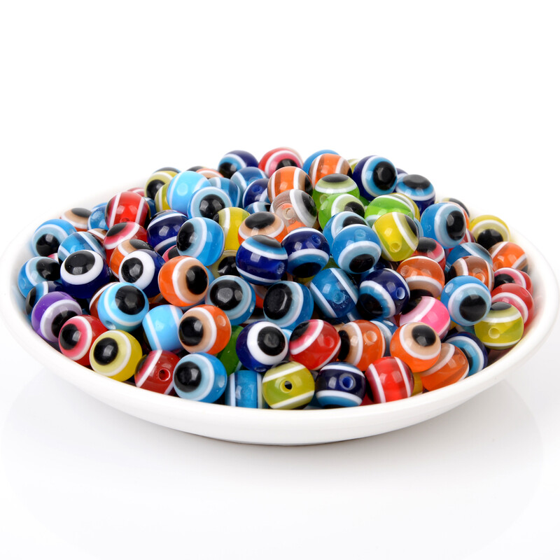 50/100db 6/8/10mm gyanta távtartó gyöngyök átlátszó kerek, laza gonosz szem gyöngyök ékszerkészítéshez barkácsolás, karkötő nyaklánc kiegészítők