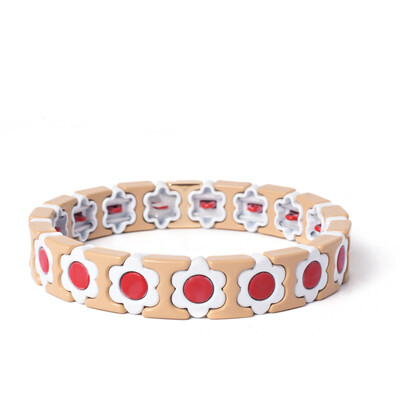 Új dizájn színes virágos varázslatok karperec nőknek kézzel készített bohém elasztikus virág karkötők fém gyöngyök ékszerek