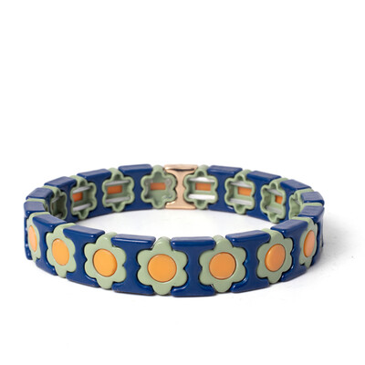 Új dizájn színes virágos varázslatok karperec nőknek kézzel készített bohém elasztikus virág karkötők fém gyöngyök ékszerek