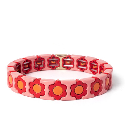 Új dizájn színes virágos varázslatok karperec nőknek kézzel készített bohém elasztikus virág karkötők fém gyöngyök ékszerek