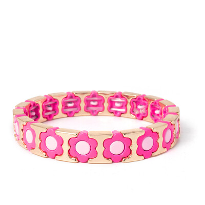 Új dizájn színes virágos varázslatok karperec nőknek kézzel készített bohém elasztikus virág karkötők fém gyöngyök ékszerek